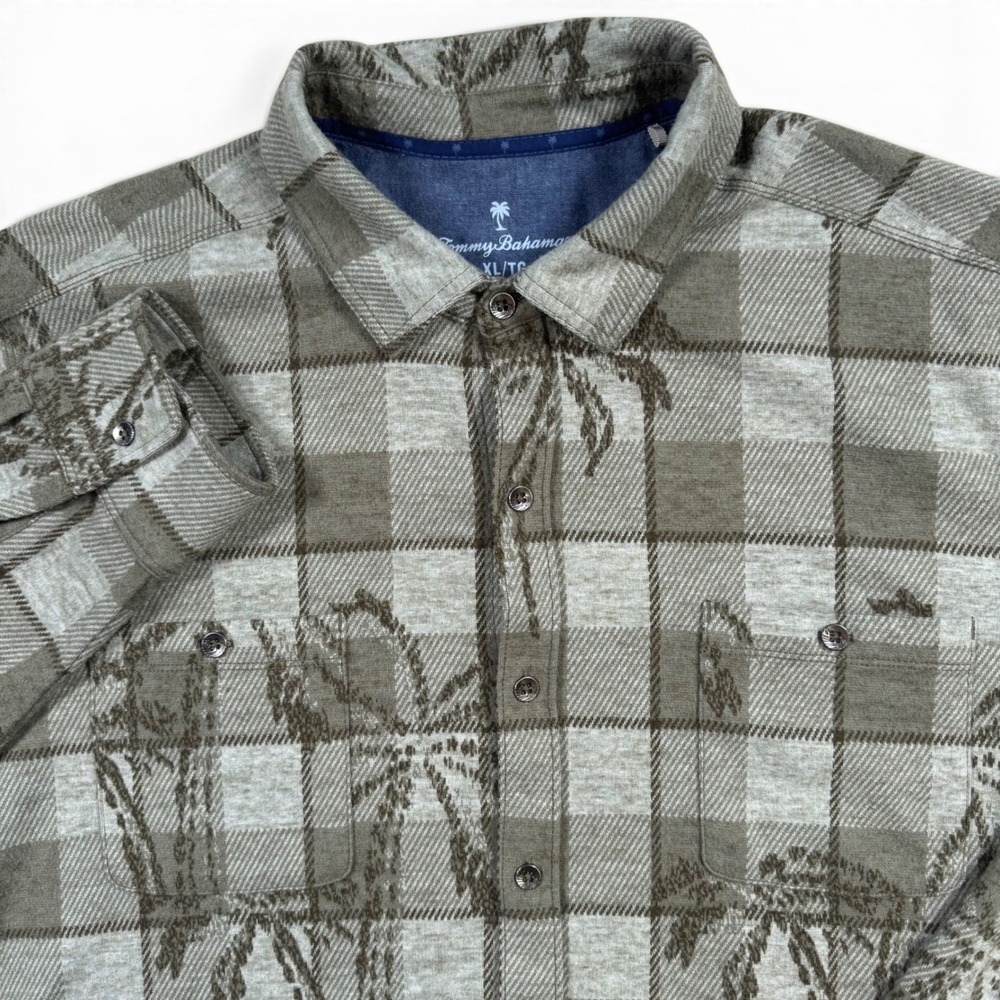 Tommy Bahama Plaid FIreside Palm Springs Tree Button Down Flannel Shirt XL Mens